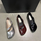 Damen elegante Ballerina-Pumps mit modischem Riemchen und dekorativer Schnalle R&B