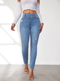 Damen Hochtaillierte Ripped Jeans im modernen Skinny Fit R&B