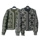 Damen gestepptes Oberteil mit floralem Design und eleganter Knopfleiste R&B