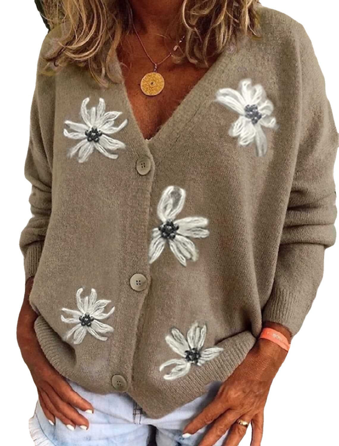 Damen Verspielter Cardigan mit floralem Muster