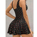 Damen Eleganter Badeanzug mit floralem Design und schmeichelndem Rock R&B