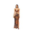 Damen Maxi-Kleid mit verführerischem tiefem Ausschnitt und elegantem Schnitt R&B