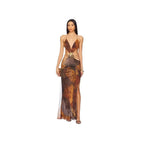 Damen Maxi-Kleid mit verführerischem tiefem Ausschnitt und elegantem Schnitt R&B