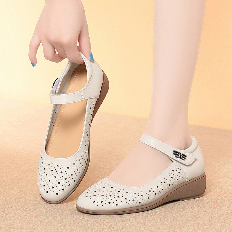 Damen Ballerinas mit verstellbarem Riemen und luftiger Lochoptik R&B