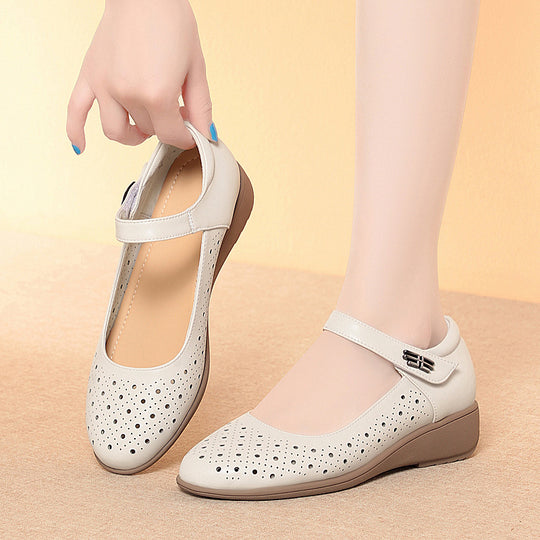 Damen Ballerinas mit verstellbarem Riemen und luftiger Lochoptik R&B