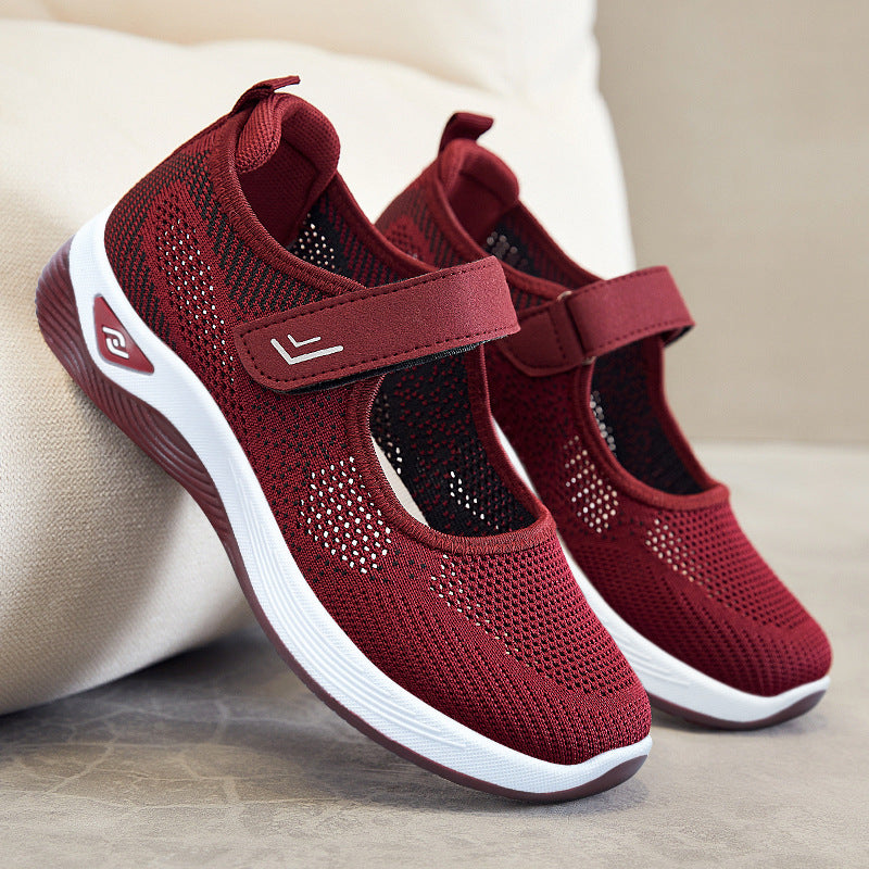 Damen Sportliche Sneakers mit Klettverschluss und atmungsaktiver Netzstruktur R&B