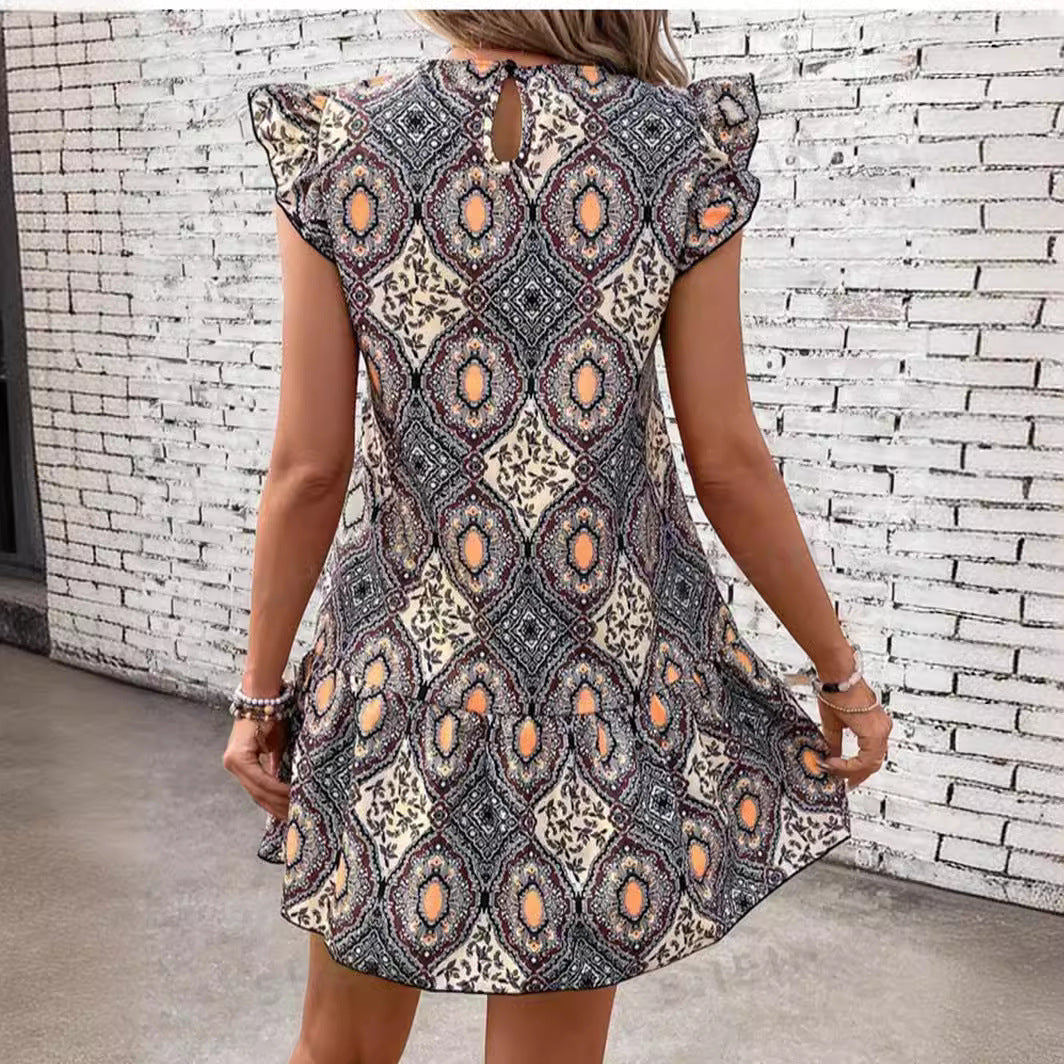 Damen kurzes Sommerkleid mit Rüschendetails R&B