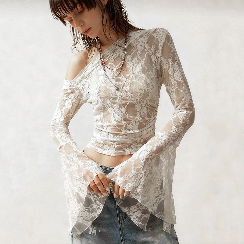 Damen Spitzentop mit weitem Ärmel R&B