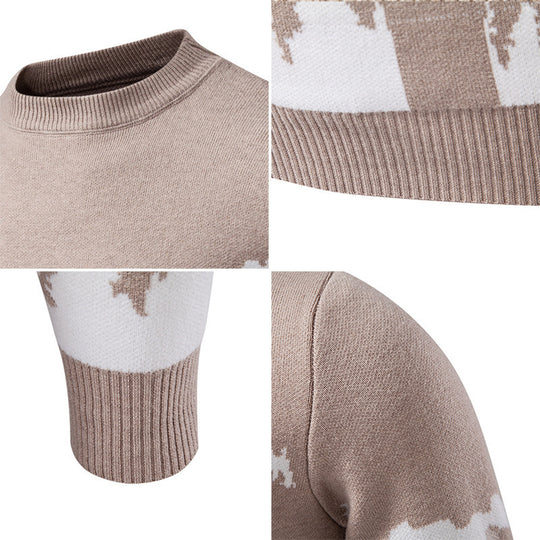 Herren Strickpullover mit Bergmotiv und hohem Kragen R&B