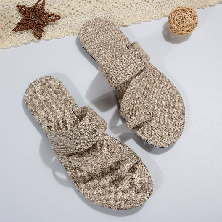 Damen lässige Slide-Pantoletten aus Denim R&B