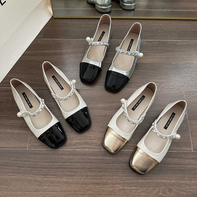 Damen elegante Mary Jane Ballerinas mit dekorativer Schnalle R&B
