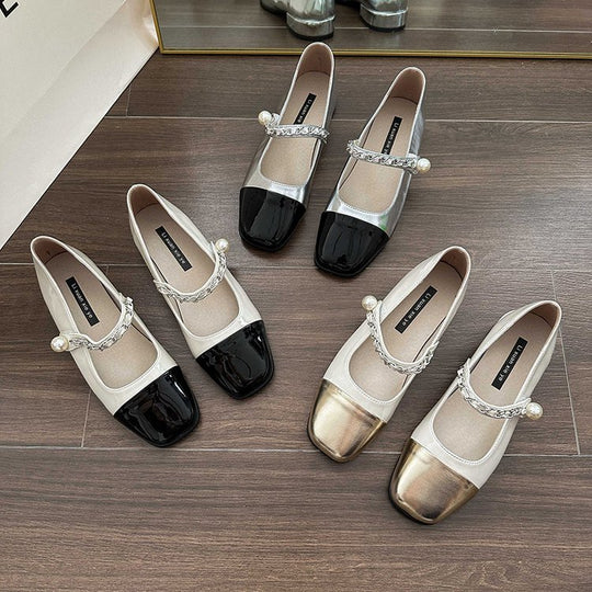 Damen elegante Mary Jane Ballerinas mit dekorativer Schnalle R&B