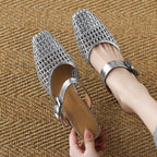 Damen elegante Mules mit modischem Geflecht und komfortablem Blockabsatz R&B