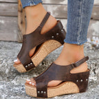 Damen Wedge-Sandalen mit anatomischem Fußbett und modischem Überkreuzriemen R&B