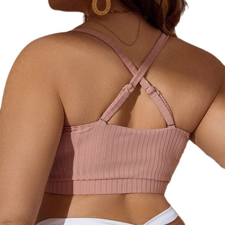 Damen Sport-Bra mit verstellbarem Raffung und modischem Bindedesign R&B