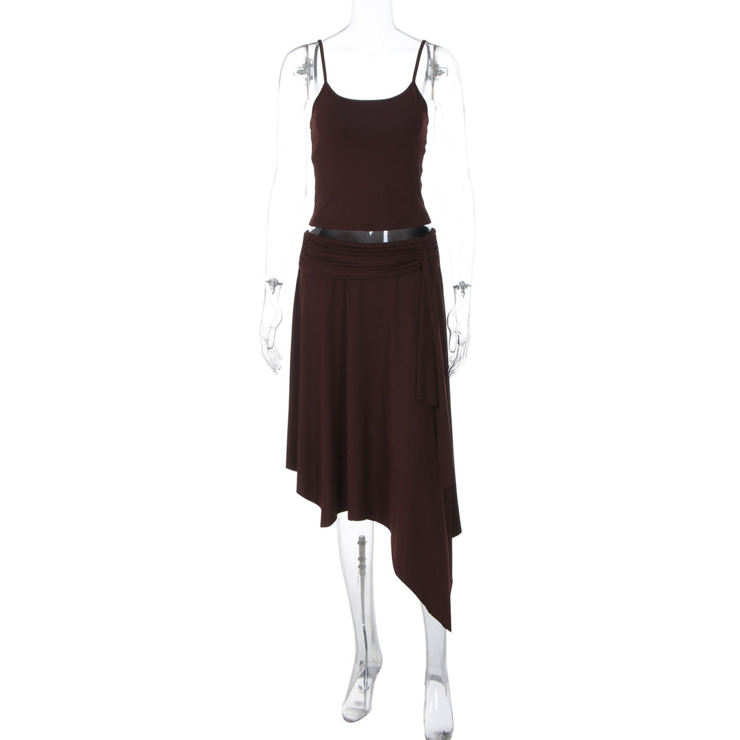 Damen Lässiges Sommerkleid mit asymmetrischem Saum und verstellbaren Trägern R&B