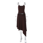 Damen Lässiges Sommerkleid mit asymmetrischem Saum und verstellbaren Trägern R&B