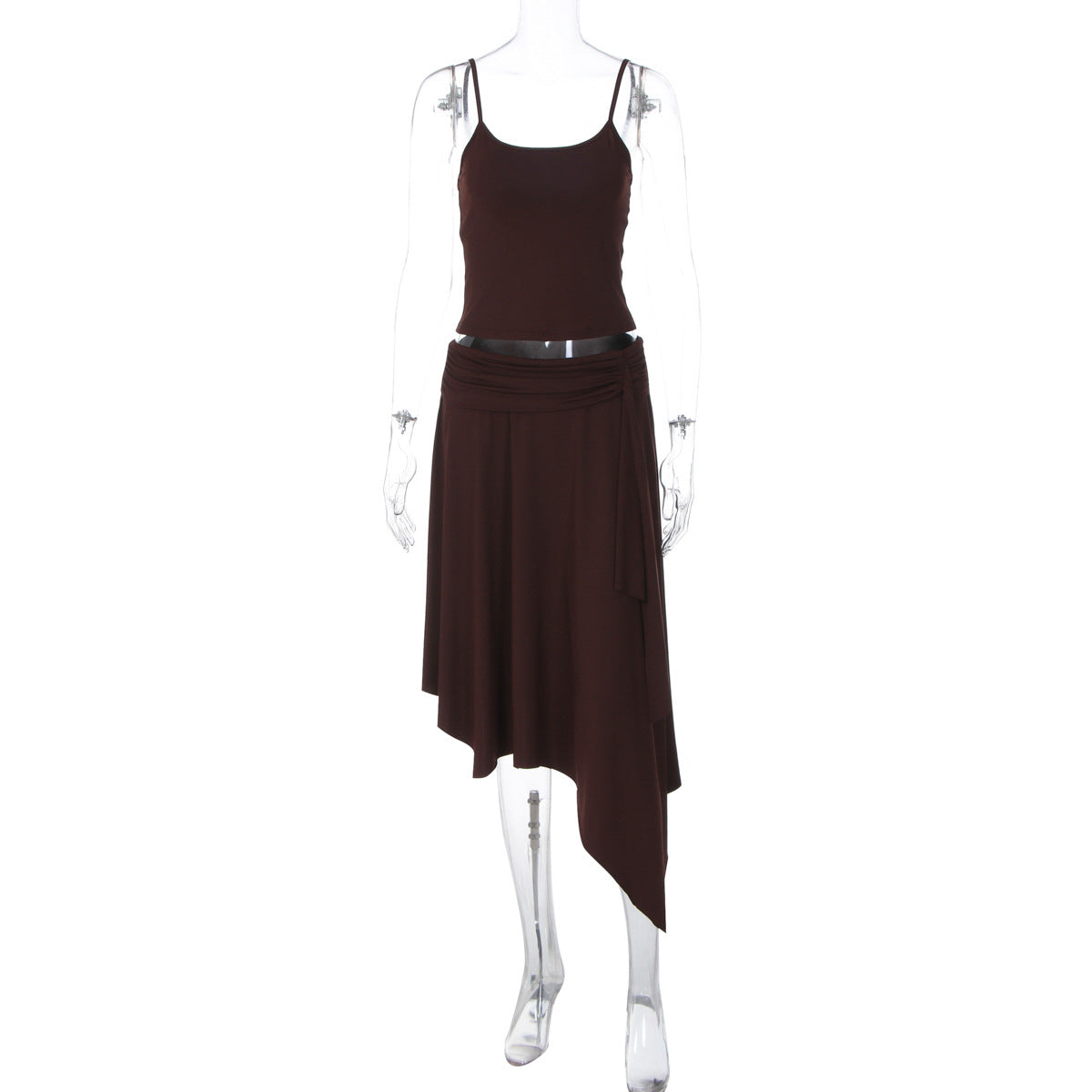 Damen Lässiges Sommerkleid mit asymmetrischem Saum und verstellbaren Trägern R&B