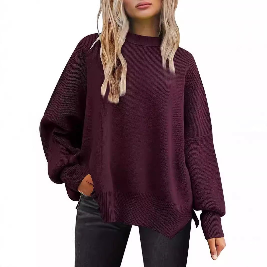 Damen Oversized Strickpullover mit breiten Ärmeln und strukturierter Oberfläche R&B