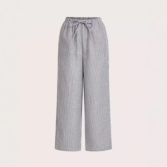Damen Weite Sommerhose mit komfortablem Gummibund und Streifenmuster R&B