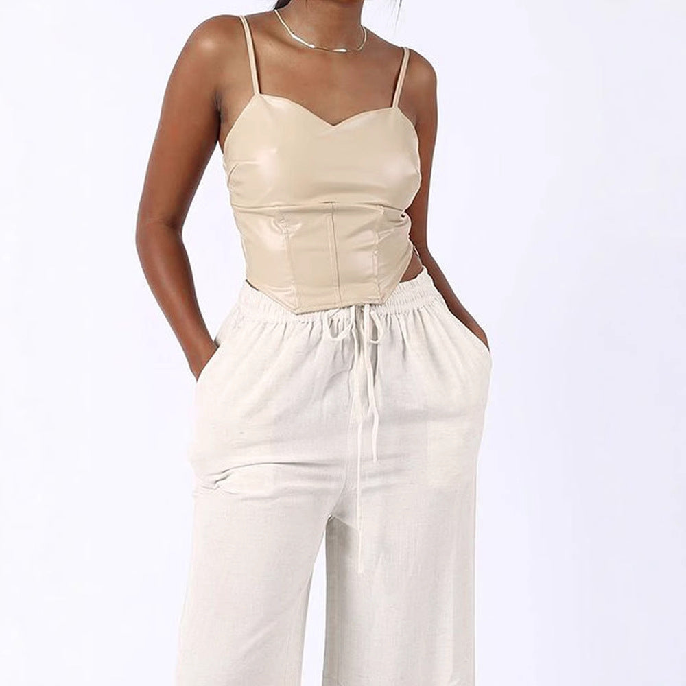 Damen Cropped Top mit elegantem V-Ausschnitt und figurbetonter Passform R&B