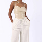 Damen Cropped Top mit elegantem V-Ausschnitt und figurbetonter Passform EB