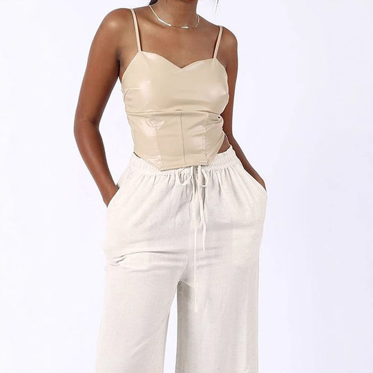 Damen Cropped Top mit elegantem V-Ausschnitt und figurbetonter Passform R&B
