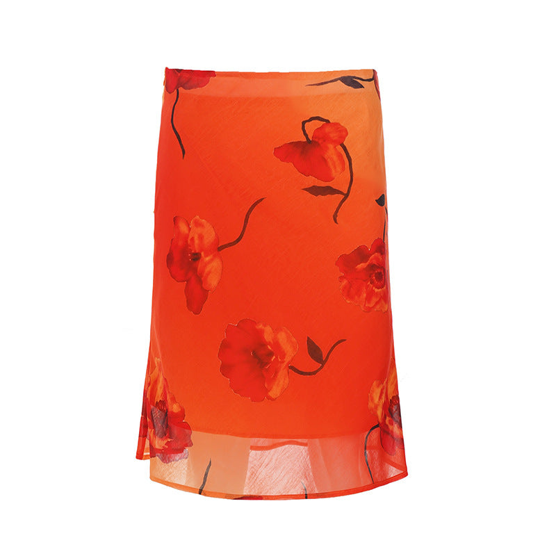 Damen luftiger Maxirock mit floralem Muster R&B