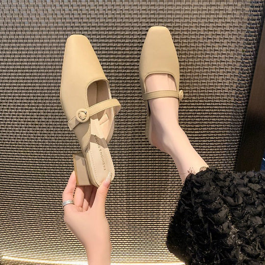 Damen elegante Mules mit schickem Riemendesign R&B