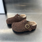 Damen Komfortable Suede Clogs mit weichem Innenfutter und dekorativer Schnalle R&B