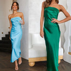 Damen Elegantes Maxikleid aus satinähnlichem Material R&B