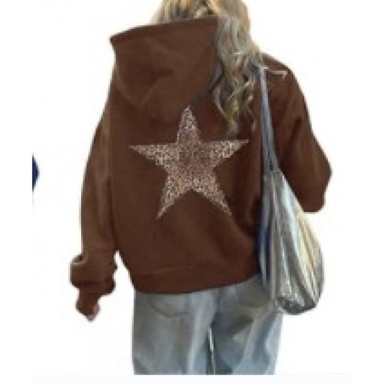 Damen Kapuzenpullover mit glitzerndem Sternmotiv R&B