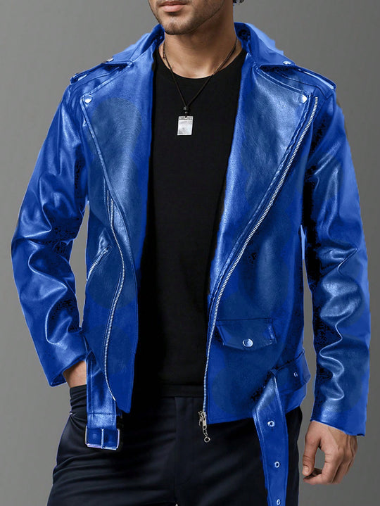 Herren stilvolle Bikerjacke aus hochwertigem Echt R&B