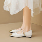 Damen elegante Ballerinas mit modischem Riemen und Glanzdetail