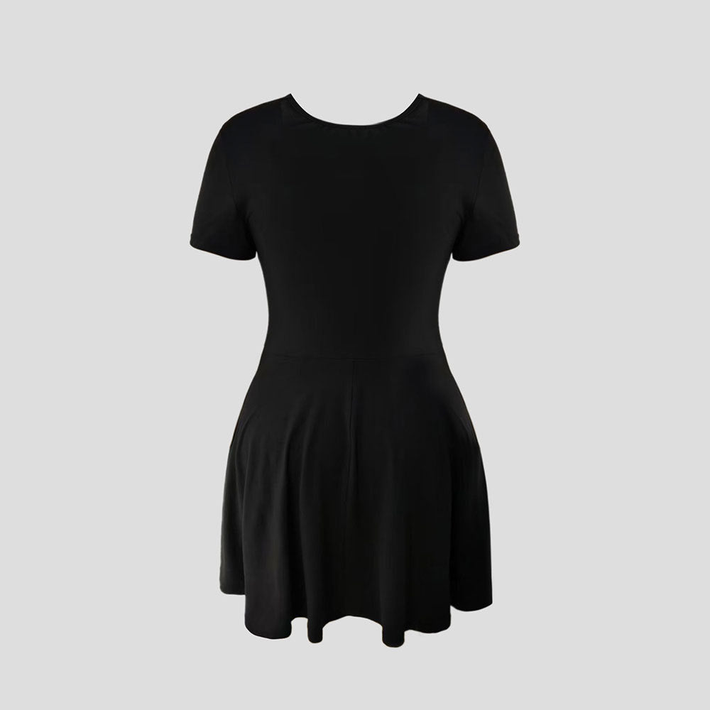 Damen Cocktailkleid mit tiefem V-Ausschnitt und Schleifendetail R&B
