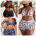 Damen Bikiniset mit modischen Shorts und buntem Schmetterlingsdesign R&B