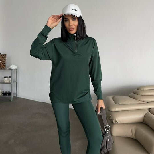 Damen Sportlicher Hoodie mit Stehkragen R&B