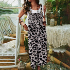 Damen lässiger Jumpsuit mit Tiermuster und praktischen Taschen R&B