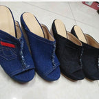 Damen Wedge-Pantoletten mit stylischem Jeans-Design R&B