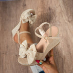 Damen Wedge-Sandalen mit dekorativem Schleifendetail R&B