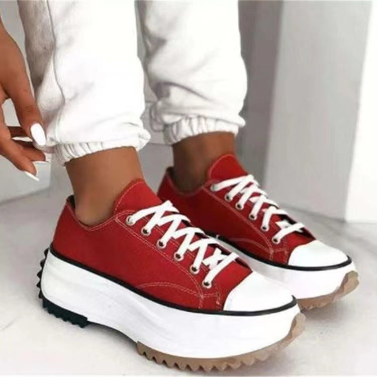 Damen nan Plateausneaker mit gezahnter Profilsohle, Canvas-Obermaterial und verstärkter Zehenkappe R&B