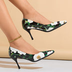 Damen elegante spitze Pumps mit floralem Design und zierlichem Absatz R&B