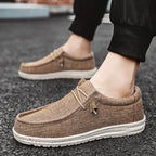 Unisex nan melierter Strick-Mokassin-Slipper mit elastischem Kordelzug und gedämpfter EVA-Laufsohle R&B