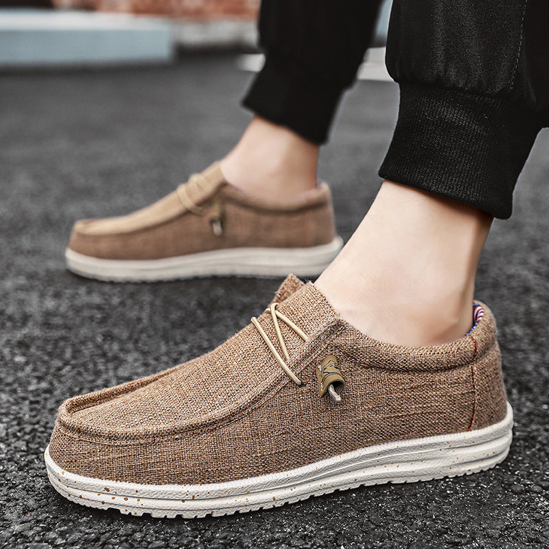 Unisex nan melierter Strick-Mokassin-Slipper mit elastischem Kordelzug und gedämpfter EVA-Laufsohle R&B