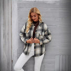 Damen Karierte Overshirt-Jacke aus weichem Flanell R&B