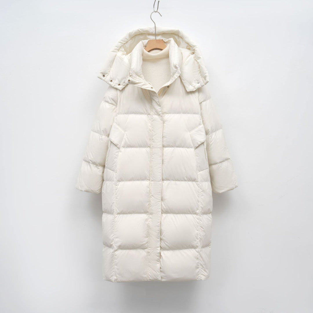 Damen Lange Daunenjacke mit verstellbarer Kapuze und luxuriösem Innenfutter R&B
