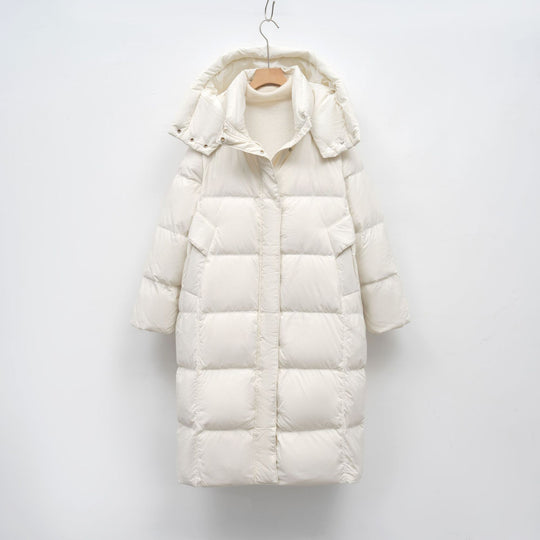 Damen Lange Daunenjacke mit verstellbarer Kapuze und luxuriösem Innenfutter R&B