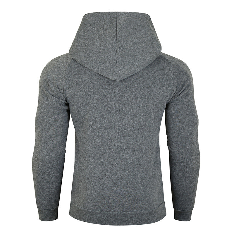 Herren Kapuzenpullover mit asymmetrischem Reißverschluss und hohem Kragen R&B