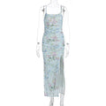 Damen Maxikleid mit floralen Mustern und Seitenschlitz R&B
