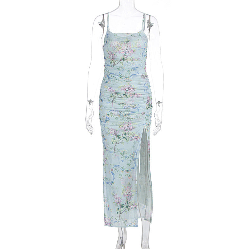 Damen Maxikleid mit floralen Mustern und Seitenschlitz R&B